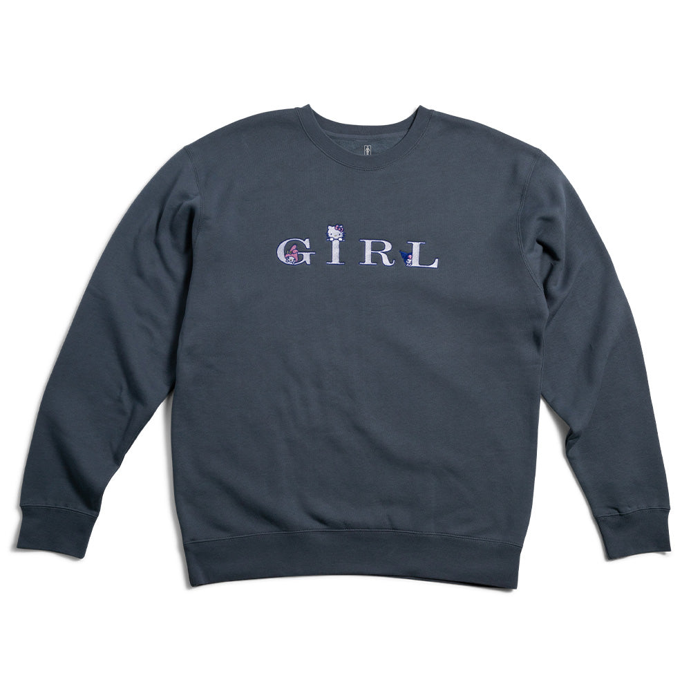 Girl Rainbow Serif Kitty Crewneck Sweatshirt