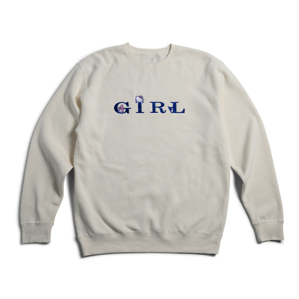 Girl Rainbow Serif Kitty Crewneck Sweatshirt