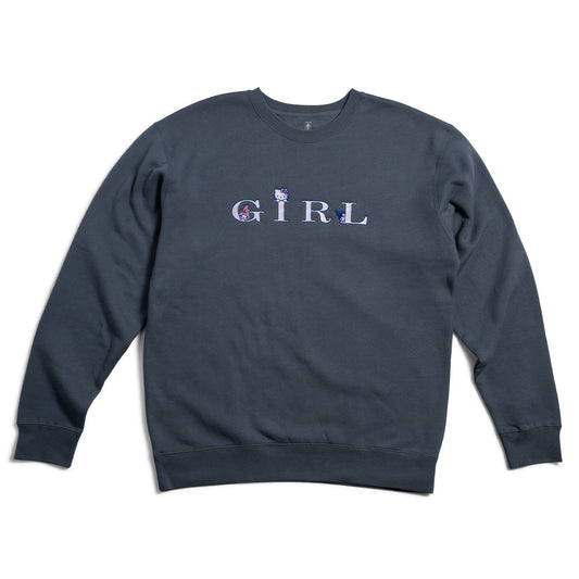 Girl Rainbow Serif Kitty Crewneck Sweatshirt