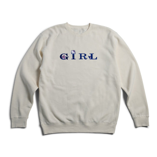 Girl Rainbow Serif Kitty Crewneck Sweatshirt