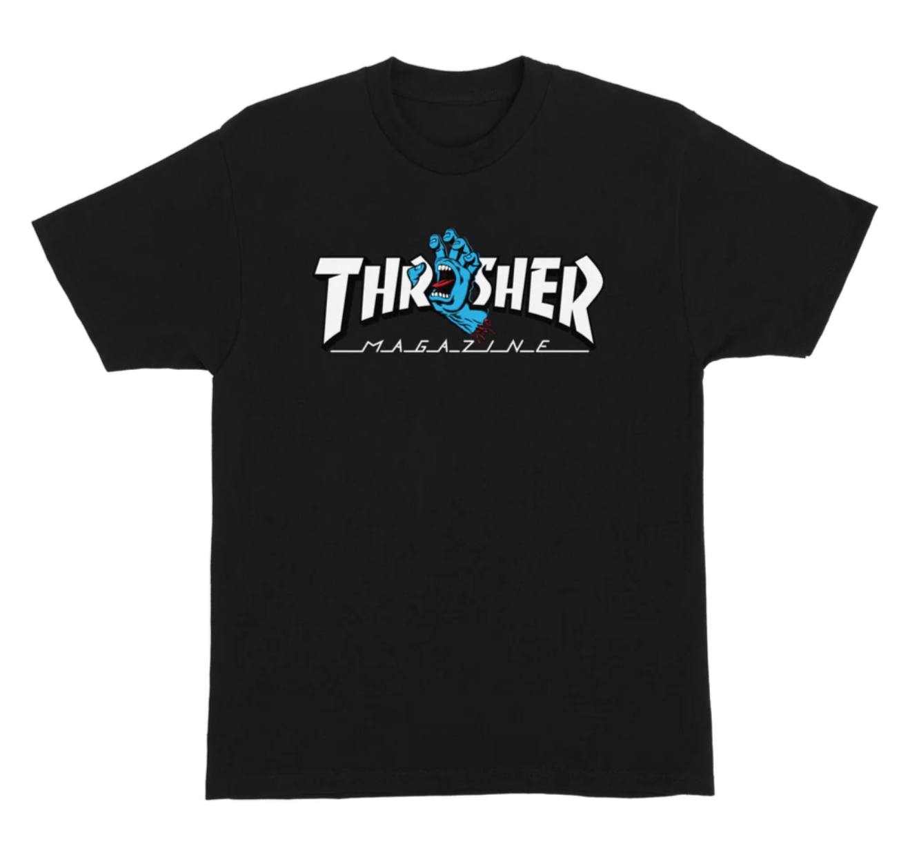 Thrasher links up with Santa Cruz Skateboards to drop one the most firing collaborations of the year. COTY? The new Thrasher Screaming Logo men's short-sleeve regular fit t-shirt features large front Santa Cruz x Thrasher Screaming logo printed in soft hand ink. Skate and destroy till the end