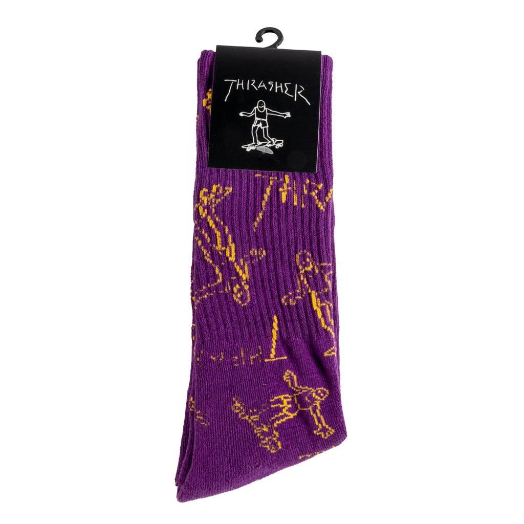 Thrasher Gonz Logo Crew Sock - Purple/Gold